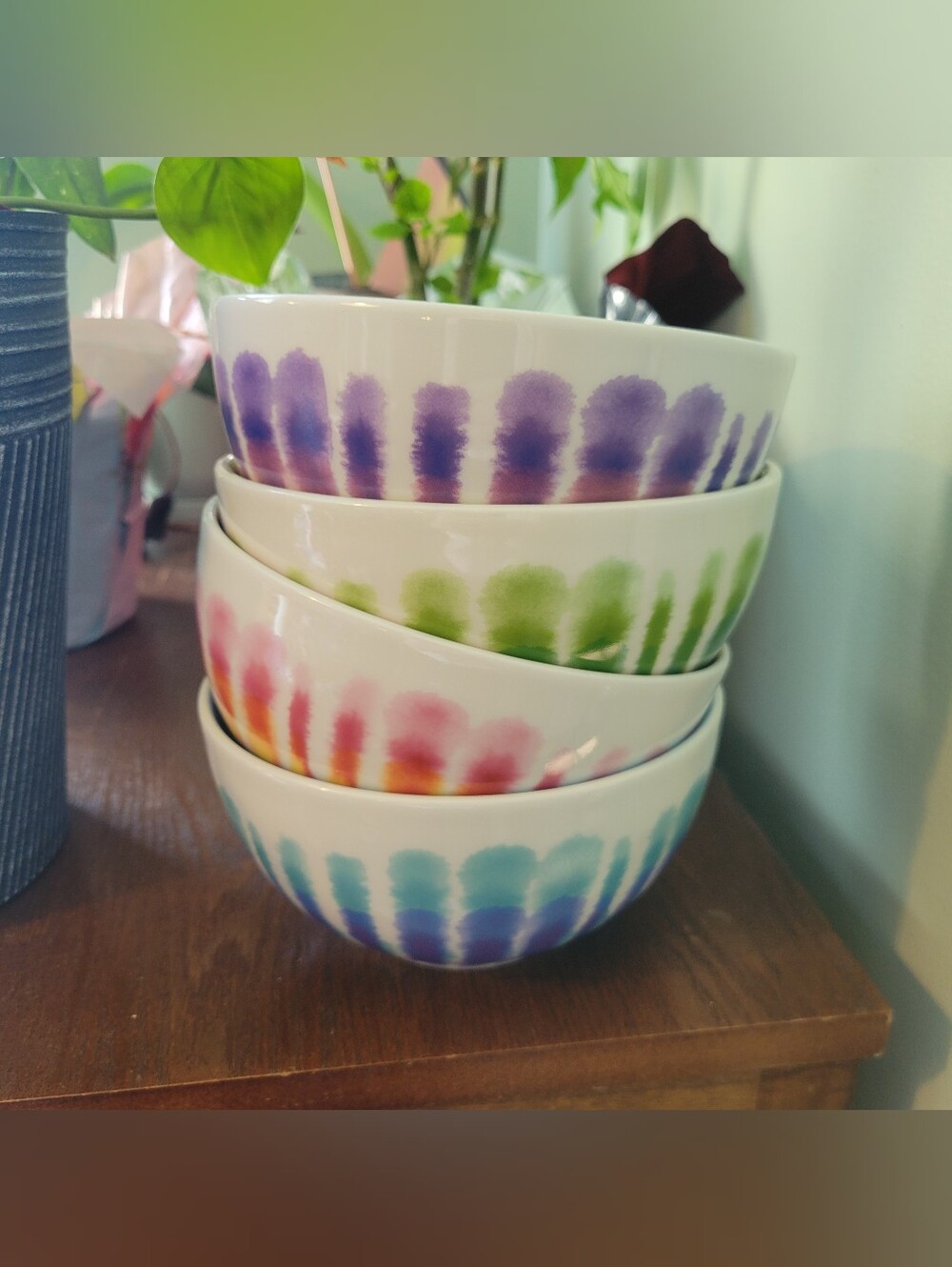 Urban Outfitters PrintRun Co Tie Dye Bowls Bowl Set White Purple Green Pink Blue